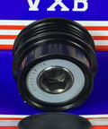 Close-up of 27415-0W120 Alternator Freewheel Clutch Pulley, highlighting the manufacturing label and structure against a branded background.