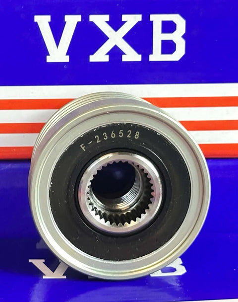 F-236528 Alternator Overrunning Clutch Pulley Fits BMW X1, X3, X5, front view with part number visible