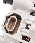 Close-up of Alternator For Subaru Outback And Legacy 2.5L 110 Amp 12V Replacement With 5 Groove Pulley showing connector