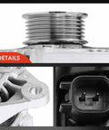 Close-up shots of Premium Replacement Alternator Compatible With Dodge Ram 1500 Durango Dakota Mitsubishi Raider 3.7L 4.7L 12V 136A 6-Groove CW Pulley Replace 421000-0591 421000-0430 details