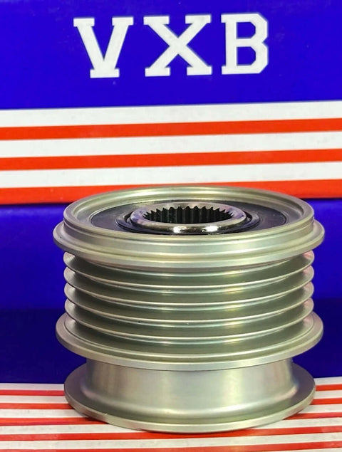 F‑553392 Alternator Freewheel Clutch Pulley 5 Groove, 54 mm OD 535012110 showing front view on display
