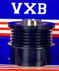 Close-up of 24107453 Alternator Freewheel Pulley w/Clutch, 5-groove pulley, designed for clockwise rotation with a 17mm ID.