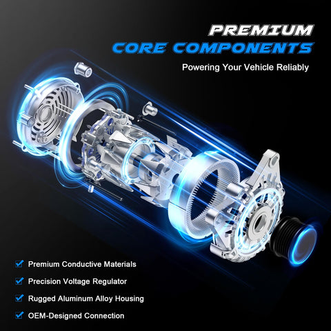 Premium 136 Amp 12V Alternator Replacement For 2003 To 2006 Ram 1500 2500 3500 V8 5.7L And 2004 Durango 5.7L exploded view