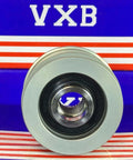 F‑553470 / 535001210 Alternator Freewheel Pulley 6 Rib 61 mm OD on display against a vibrant background.