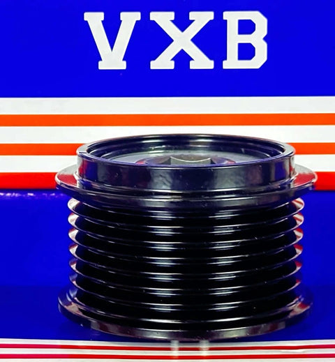 31141-5X6-J01 Alternator Pulley Bearing for Acura TLX and Honda Civic, front view on blue and red striped background