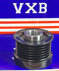 WCPN36RC4X Alternator Pulley on display for MITSUBISHI 2.4 D 2014 Pajero, black grooved design showcasing brand logo background