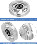 Universal Aluminium Alloy Bearing Pulley Wheel for Sports Fitness Equipment, 95mm Size, showcasing material and CNC machining details.