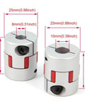 2PCS 8mm to 10mm Aluminium Plum Flexible Shaft Coupling Diameter25mm Length30mm 8x10mm Motor Connector for 3D Printer CNC Machine