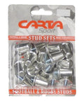 Aluminium Rugby Studs 18mm Unisex Blister Pack 16 Silver, durable screw-in studs in clear blister packaging