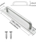 Pack Of 2 Aluminium Alloy Sliding Barn Door Handles And Cabinet Pulls, Durable Silver Drawer Knobs For Kitchen Cabinets And Furniture, Suitable For Sliding Doors, Cupboards And Wardrobes, Scratch Resistant, Fade Resistant, Long Lasting, with measurements and screws visible