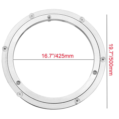 Heavy Duty Turntable Bearing For Lazy Susan Rotating Plate Made From Aluminium Alloy with dimensions in inches and millimeters