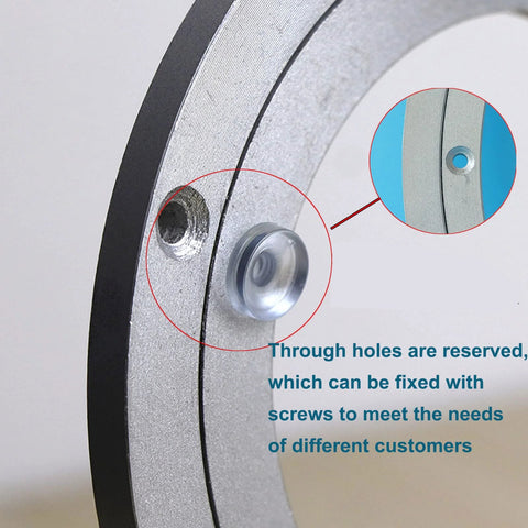 Close-up of Heavy Duty Turntable Bearing with screw holes and anti-slip feet for Lazy Susan Rotating Plate made from aluminium alloy.