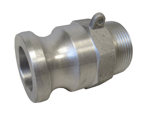 1 1/4 Inch Aluminum Cam Lock Fitting F125 Male Camlock Coupler To Male NPT Thread For Water And Chemical Transfer, 250 PSI Max, 185 Degrees Fahrenheit, NBR Gasket, Leak Tight Connection