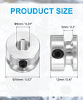 Aluminum Fixed Bore Pulley 16mm OD With 6mm Aperture And 5mm Groove For 4mm PU Belt 12mm Height Includes Hex Wrench 1pc.