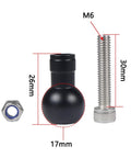 Aluminum 17mm Expanding Ball Head With M6 Screw For Tripod Selfie Handle Grip Stand Mount Converter shown with measurements