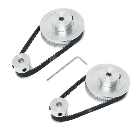 Two Pack Aluminum 2GT Timing Pulleys Set 20T And 60T With 5mm Bore Compatible With 2GT Synchronous Belts 200mm Length And 6mm Width