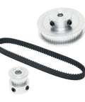 Two Pack Aluminum 2GT Timing Pulleys Set 20T And 60T With 5mm Bore Compatible With 2GT Synchronous Belts shown on white background