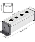 Side view of 4 Hole 16mm Aluminum Push Button Station Box With PG7 Cable Gland And Mounting Base showing dimensions.
