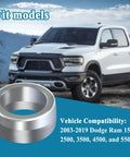 4 Piece Intermediate Steering Shaft Bushings for Dodge Ram 1500 2003 to 2019 with Aluminum 6061 Billet Sleeve shown with truck.