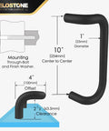 Diagram of Aluminum 90 Degree Offset Door Pull Black Anodized 1 Inch 10 Inch Center with mounting details.