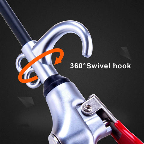 High Volume Air Blow Gun Aluminum Rubber Guard Air Flow Nozzle with 360-degree swivel hook shown in close-up