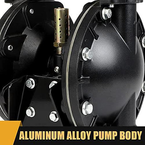 Close-up of Air Operated Double Diaphragm Pump QBY4-25L, nitrile rubber, aluminum alloy body, 1 inch outlet, 35 GPM.