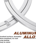 Close-up of 2 Pack 16 Inch Aluminum Lazy Susan Turntable Bearings with brushed surface, highlighting wear-resistance and non-slip feet.