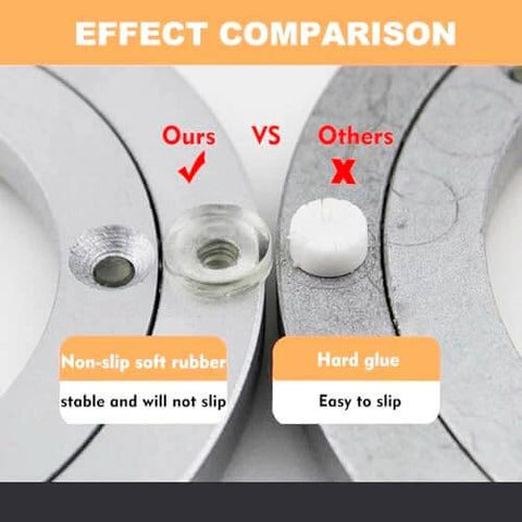 Effect comparison of 4 Inch Aluminum Alloy Lazy Susan Swivel Bearing with non-slip rubber vs others with hard glue.