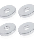 Four aluminum back-up rivet washers for 3/16 inch rivets, pack of 300, showing round design and center hole.