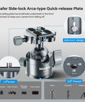 Low Profile 36mm CNC Aluminum Ball Head For Tripod And Monopod 360 Degree Panorama with quick-release plate and side-lock