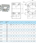 Technical diagram and specifications for ✝️ Ball screw nut housing nut bracket holder for rm/sfu1204 ballscrew 12mm.