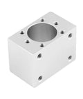Ballscrew nut housing seat mount bracket holder fit for sfu1204 ball screws, aluminum alloy with smooth motion and steady alignment angle view.