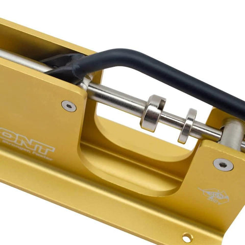 Close-up of Aluminum Bearing Press Puller for 125mm Inline Skates and Scooters, Easy Bearings In And Out Tool with Gold Finish