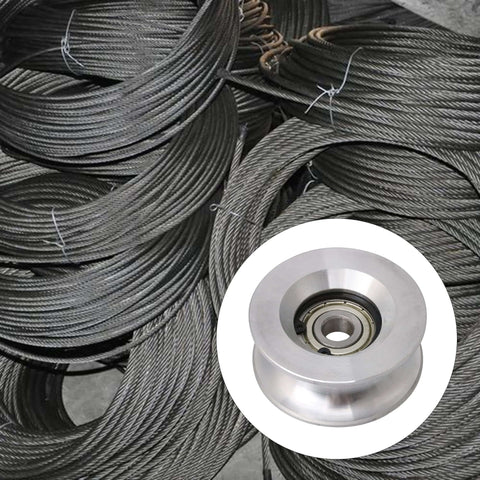 60mm Diameter 25mm High Passive Round Guide Pulley Wheel Made Of Aluminum And Bearing Steel With 10mm Groove Radius with steel wire ropes