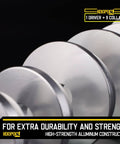 Close-up of Pro Grade Universal Bearing Race And Seal Bushing Driver Set Aluminum With 9 Metric Discs and collars.