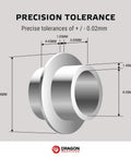Diagram of aluminum self-centering bearing spacer with precise tolerance for inline skates, roller skates, and skateboards.