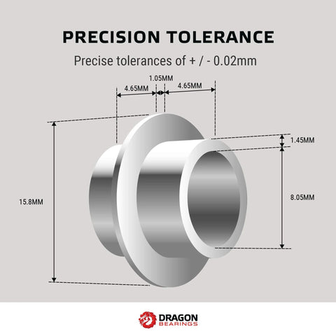 Diagram of aluminum self-centering bearing spacer with precise tolerance for inline skates, roller skates, and skateboards.
