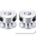 Two Aluminum Single Groove Belt Pulley 8mm Fixed Bore 20mm OD For 6mm PU Round Belt, Two Pack With Hex Wrench, High Strength