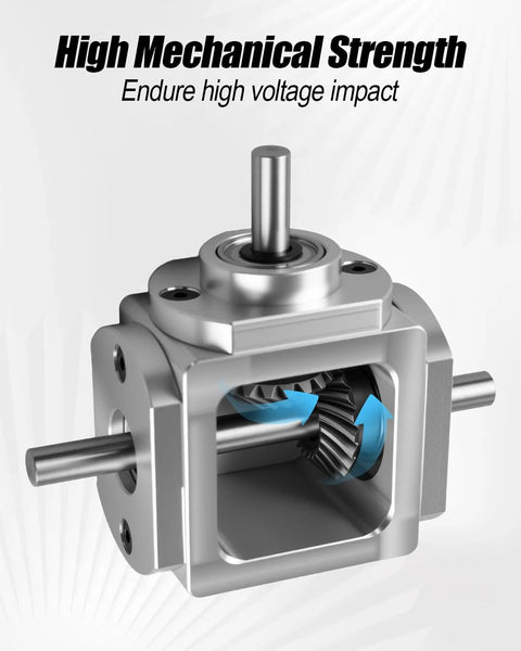 90 Degree Bevel Gearbox With Dual Output Shafts For 1 To 1 Transmission In Compact Aluminum Frame 6mm Shaft 20 Teeth Cone Gears