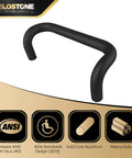 Aluminum 90 Degree Offset Door Pull Black Anodized 1 Inch 10 Inch Center, solid core aluminum design shown.