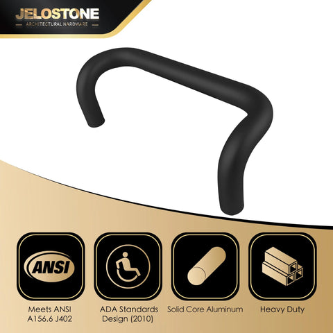 Aluminum 90 Degree Offset Door Pull Black Anodized 1 Inch 10 Inch Center, solid core aluminum design shown.