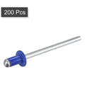 Aluminum Blind Rivets Set 3.2mm By 5mm Open End Flat Round Head Blue 200 Pcs for Joining Metal Plate And Leather Ideal For DIY Projects