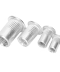 Aluminum Blind Rivet Nuts Set 100 Pieces M4 M5 M6 M8 For Automotive Industrial And Electrical Assemblies, four sizes shown