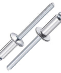 Close-up of 250 Pack Aluminum Blind Rivets Three Sixteenths By One Half Inch With Aluminum Grip And Steel Mandrel