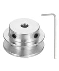 Lightweight aluminum fixed-bore pulley for 5 to 6mm belts with 5mm bore, 30mm outer diameter, 7mm groove, hex wrench included.