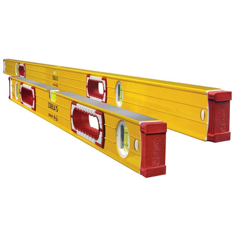 Stabila Jamber 78-Inch and 32-Inch Aluminum Box Beam Level Set for precise door installation; made in Germany with lifetime warranty.