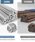 Comparison of Pro Grade Aluminum Welding Rods Set with other rusted rods, showcasing 30 pieces, 0.0625 x 13 inch size.