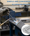Using Pro Grade Aluminum Welding Rods Set for low-temperature brazing with torch, ideal for aluminum alloys and white metals.