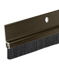 Door Sweeps - Aluminum & Brush - Brush Sweeps for Gaps Up to 1” - Brown Trim with Black Brush - 3 Feet - Close-up angle