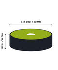 Diagram of pro grade aluminum bubble level, showing dimensions 1.18 inch by 0.32 inch, with green liquid and black shell.